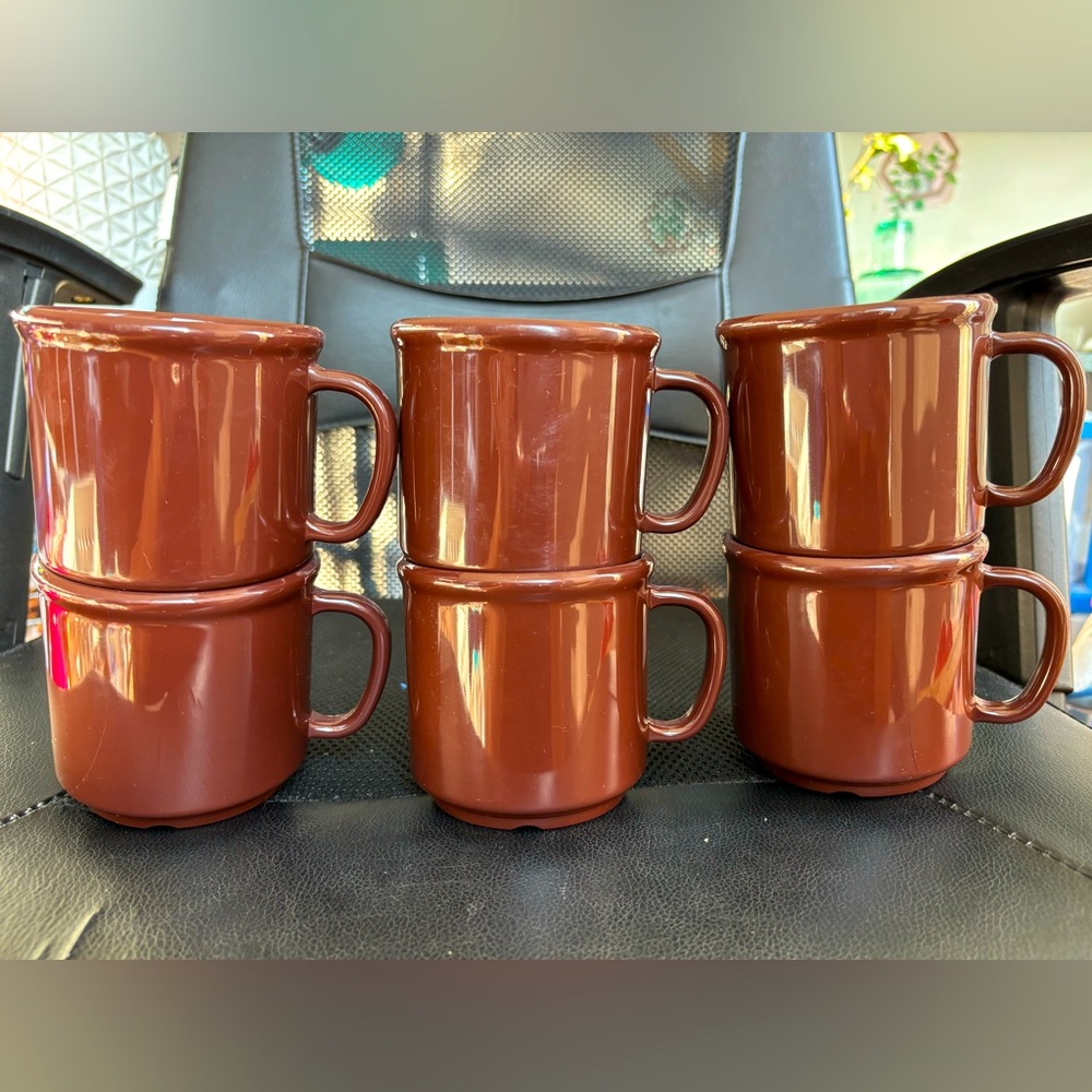 Lot of 6 Vintage G.E.T. Plastic 8 Oz Coffee Mugs S-12